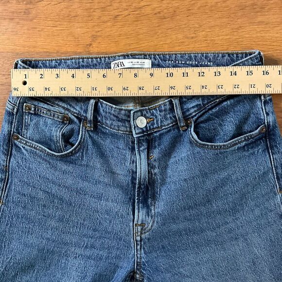 Zara High Rise Raw Hem Straight Jeans Women’s Size 32 - Picture 4 of 6